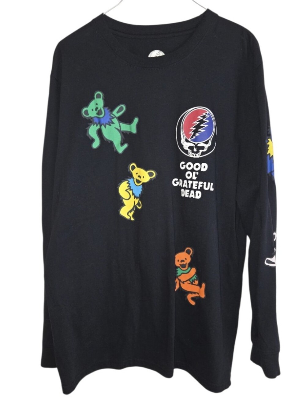 Grateful Dead Dancing Bears Unisex Black Long Sleeve T Shirt Size L
